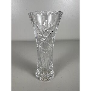 Lenox Crystal Star Vase Starburst Cut Geometric‎ Top Rim 6" Tall Flare Rim